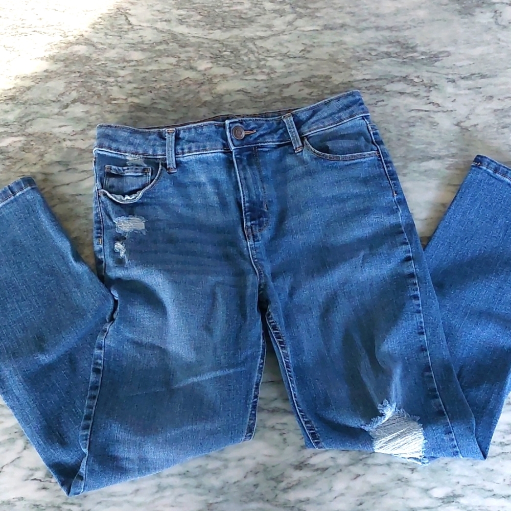 SO straight distressed jeans